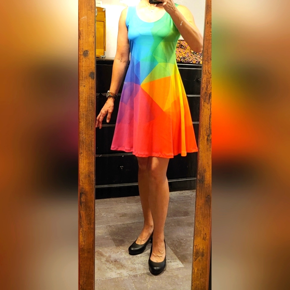 Cowcow Rainbow geometric sundress